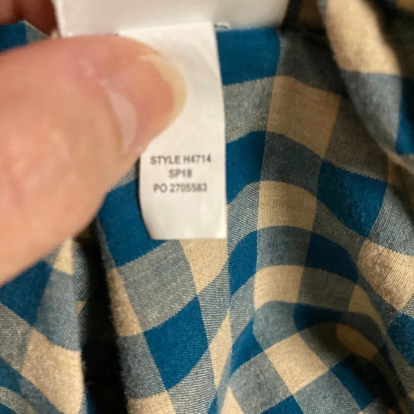 J. Crew Men’s Stretch Button Down Blue & Tan Checked Shirt, Medium Slim - Picture 6 of 7